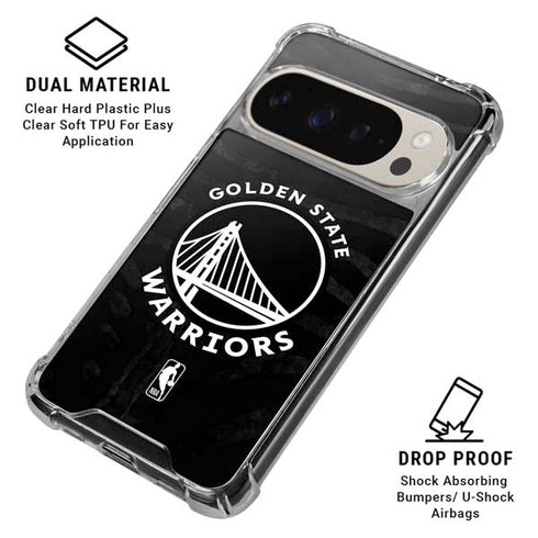 NBA Golden State Warriors Black Animal Print Pixel 9 Pro XL Clear Case